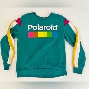 Polaroid Mens Teal Sweatshirt with Colorful Stripes clean